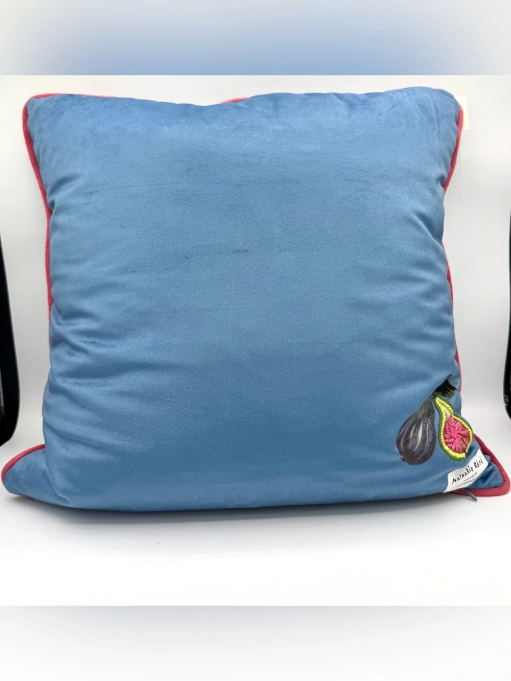Anthropologie Nathalie Lete Embroidered Velvet Pillow, Wedgwood Blue